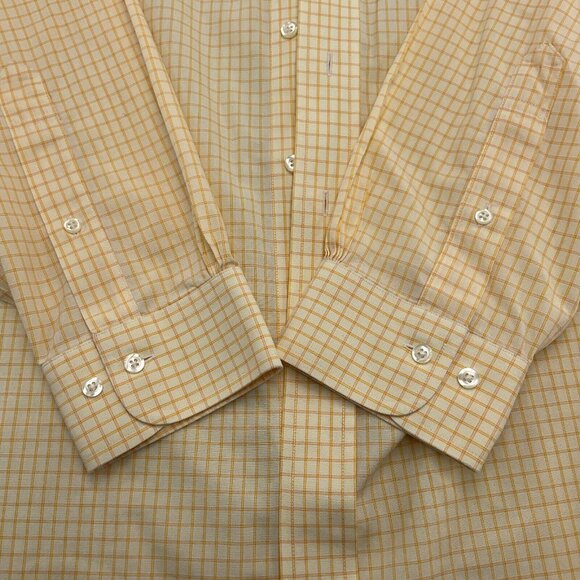 Brooks‎ Brothers 346 Shirt Men 17.5-4/5 Yellow Check OCBD Classic Non Iron VTG - Picture 3 of 10